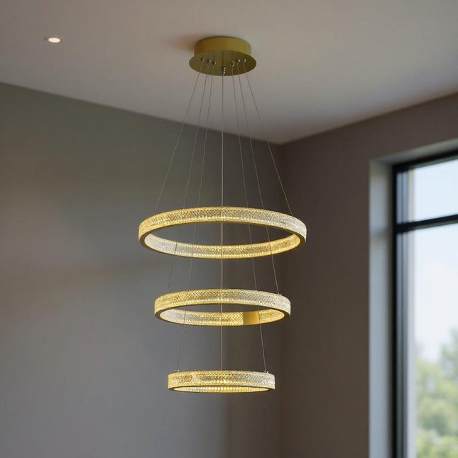 Gold Candle Style Three Light Metal LED Dimmable Chandelier HomeRoots