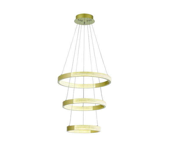 Gold Candle Style Three Light Metal LED Dimmable Chandelier HomeRoots