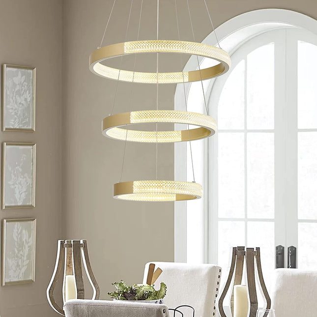 Gold Candle Style Three Light Metal LED Dimmable Chandelier HomeRoots