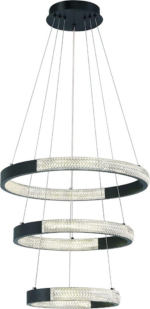 Black Candle Style Three Light Metal LED Dimmable Chandelier HomeRoots