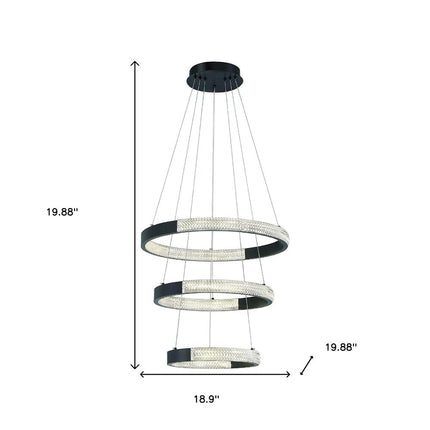 Black Candle Style Three Light Metal LED Dimmable Chandelier