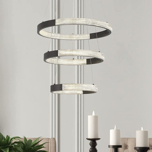 Black Candle Style Three Light Metal LED Dimmable Chandelier HomeRoots