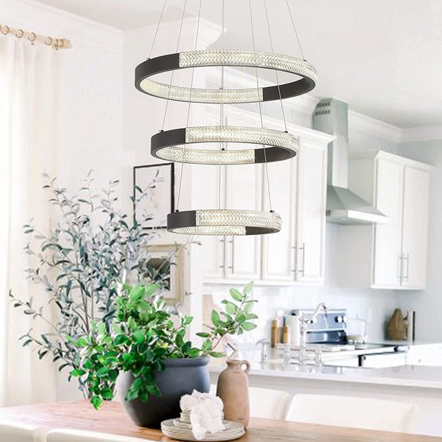 Black Candle Style Three Light Metal LED Dimmable Chandelier HomeRoots
