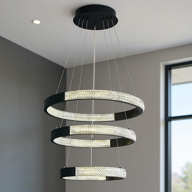 Black Candle Style Three Light Metal LED Dimmable Chandelier HomeRoots