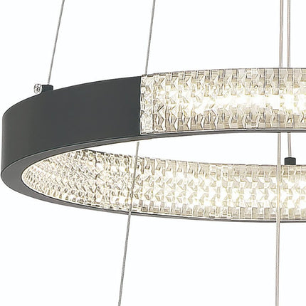 Black Candle Style Three Light Metal LED Dimmable Chandelier