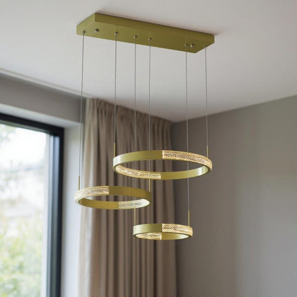 Gold Candle Style Three Light Metal LED Dimmable Chandelier HomeRoots