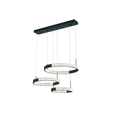 Black Candle Style Three Light Metal LED Dimmable Chandelier