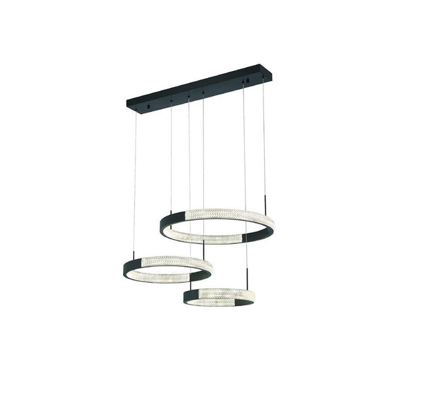 Black Candle Style Three Light Metal LED Dimmable Chandelier HomeRoots