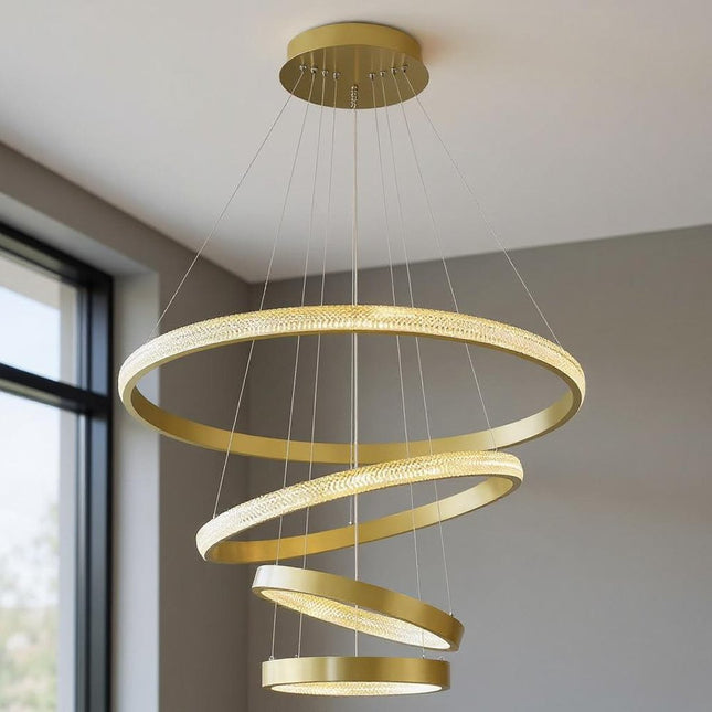 Gold Candle Style Four Light Metal LED Dimmable Chandelier HomeRoots