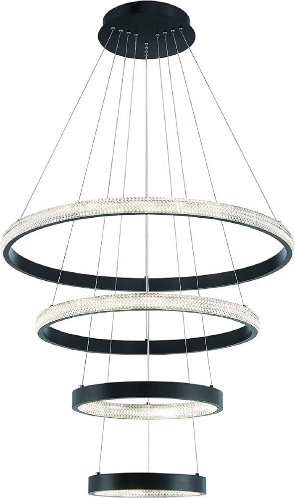 Black Candle Style Four Light Metal LED Dimmable Chandelier HomeRoots