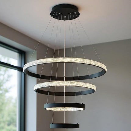 Black Candle Style Four Light Metal LED Dimmable Chandelier HomeRoots