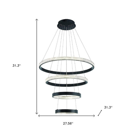 Black Candle Style Four Light Metal LED Dimmable Chandelier HomeRoots