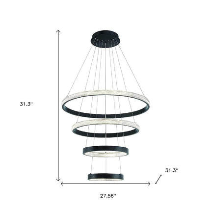 Black Candle Style Four Light Metal LED Dimmable Chandelier