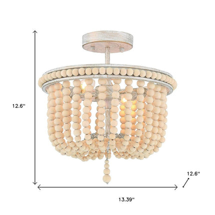 Gold And White Unique Statement Two Light Metal Dimmable Flush Chandelier HomeRoots