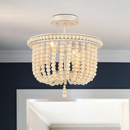 Gold And White Unique Statement Two Light Metal Dimmable Flush Chandelier HomeRoots
