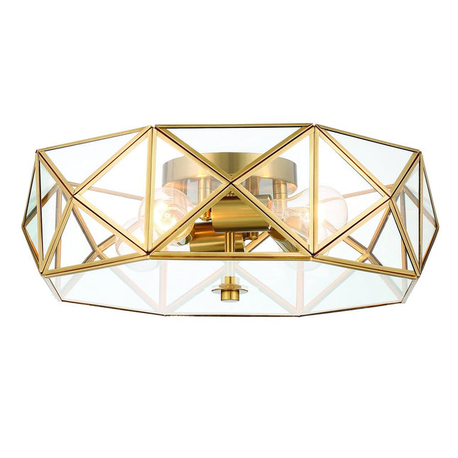 Brass Unique Statement Four Light Metal Dimmable Flush Chandelier HomeRoots