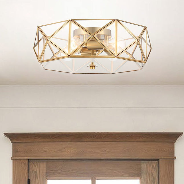 Brass Unique Statement Four Light Metal Dimmable Flush Chandelier HomeRoots