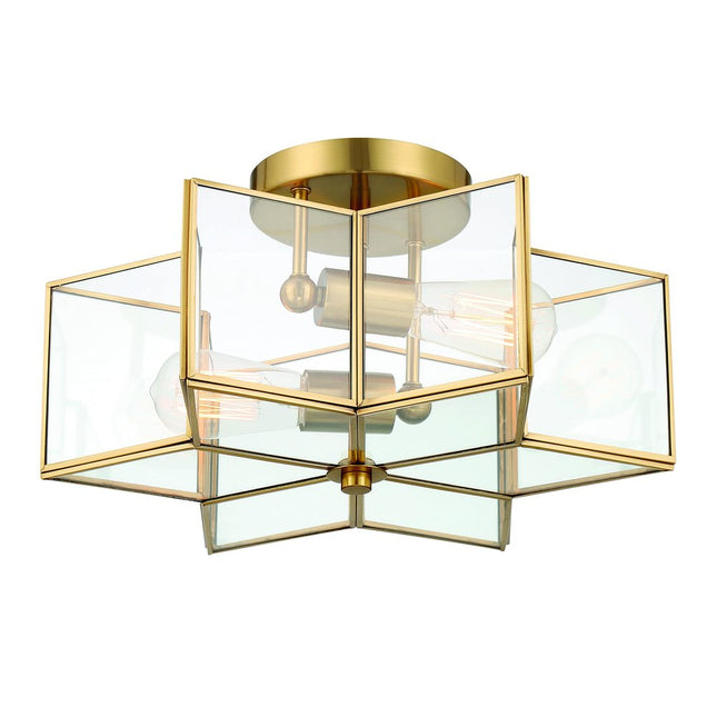 Brass Unique Statement Two Light Metal Dimmable Flush Chandelier HomeRoots