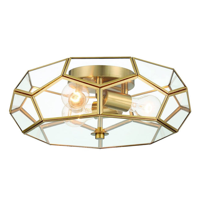 Brass Unique Statement Three Light Metal Dimmable Flush Chandelier HomeRoots