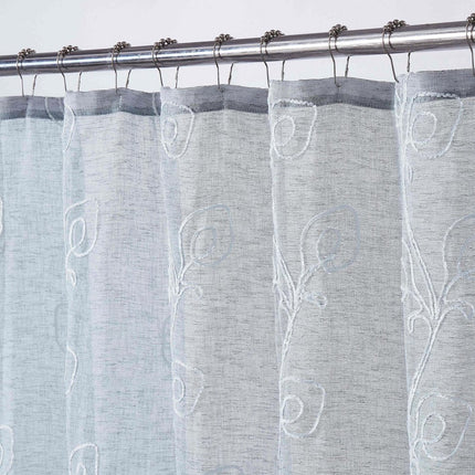 72" Gray Floral Faux Linen Shower Curtain With Embroidery HomeRoots