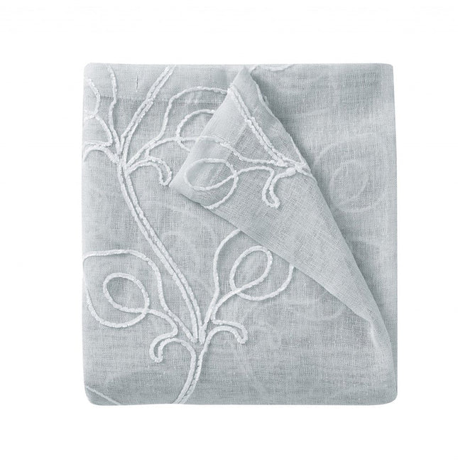 72" Gray Floral Faux Linen Shower Curtain With Embroidery HomeRoots