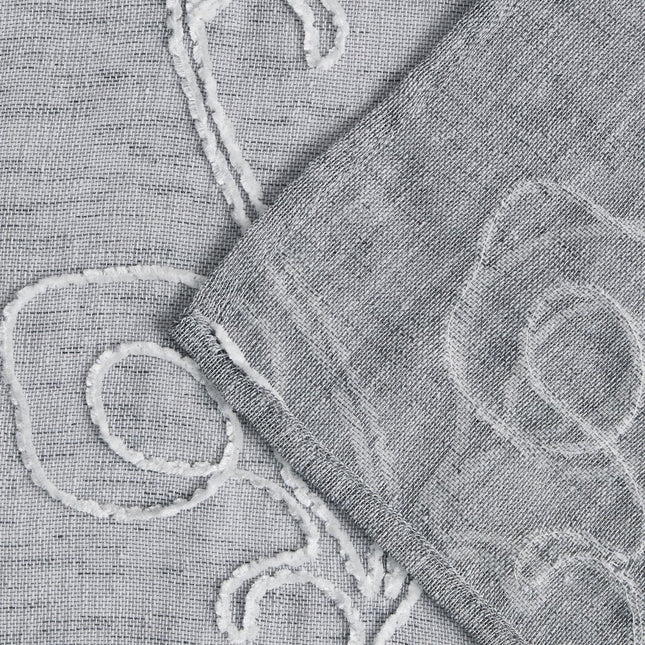 72" Gray Floral Faux Linen Shower Curtain With Embroidery HomeRoots