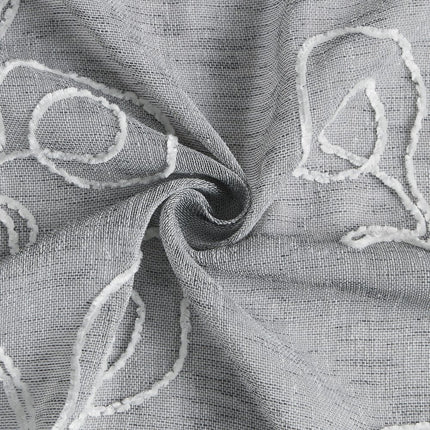 72" Gray Floral Faux Linen Shower Curtain With Embroidery HomeRoots