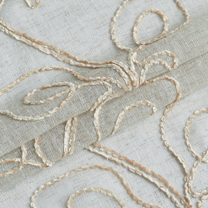 72" Ivory And Beige Embroidered Floral Shower Curtain HomeRoots