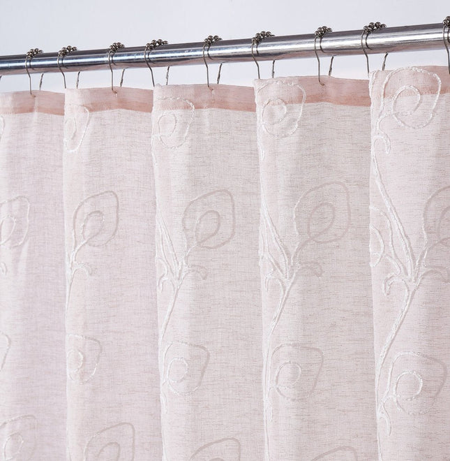 72" Blush And Ivory Embroidered Floral Shower Curtain HomeRoots