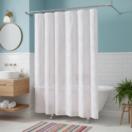 72" Blush And Ivory Embroidered Floral Shower Curtain HomeRoots