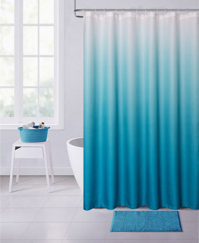 72" White And Blue Ombre Shower Curtain HomeRoots