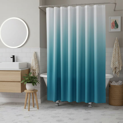 72" White And Blue Ombre Shower Curtain HomeRoots