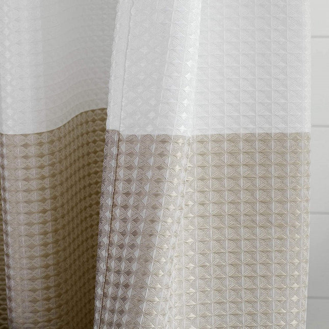 72" White And Taupe Striped Shower Curtain HomeRoots