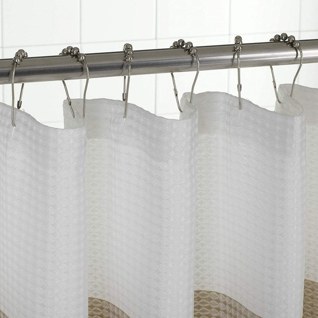 72" White And Taupe Striped Shower Curtain HomeRoots