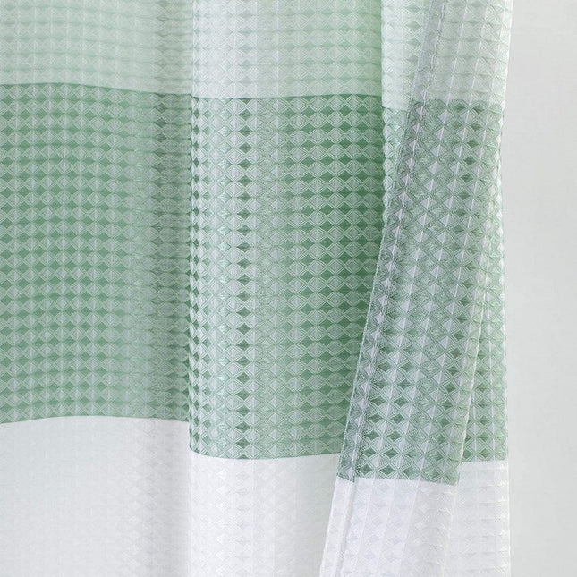 72" White And Green Striped Shower Curtain HomeRoots