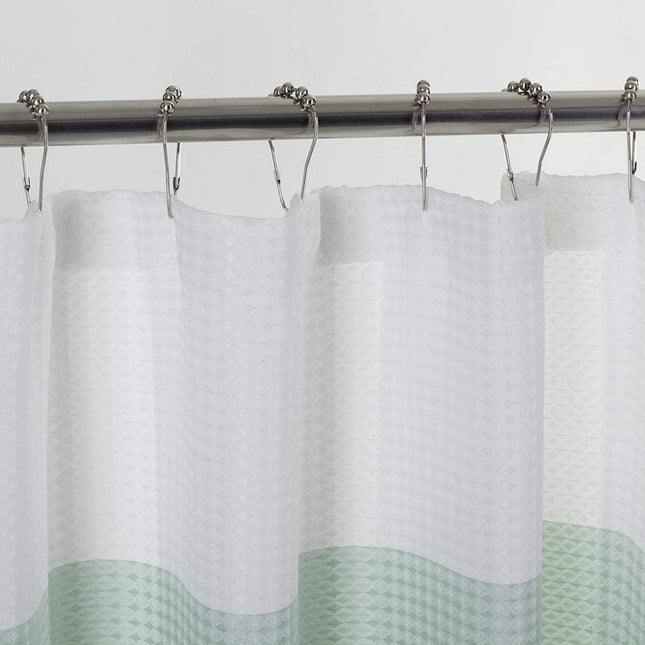 72" White And Green Striped Shower Curtain HomeRoots