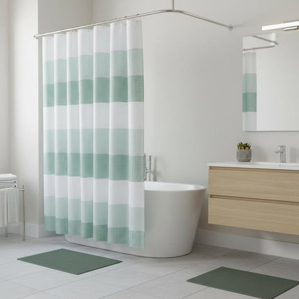 72" White And Green Striped Shower Curtain HomeRoots