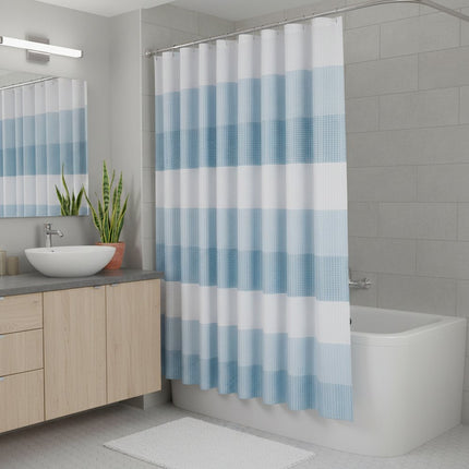 72" White And Blue Striped Shower Curtain HomeRoots