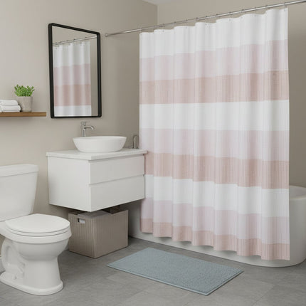 72" White And Pink Striped Shower Curtain HomeRoots