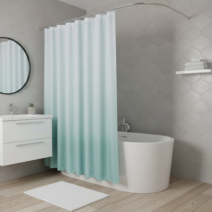 72" White And Sea Green Ombre Shower Curtain HomeRoots