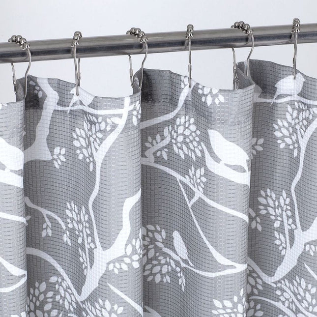 72" Gray And White Bird Shower Curtain HomeRoots