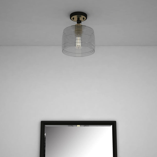 Gray Shaded Metal Dimmable Flush Chandelier With Clear Shades