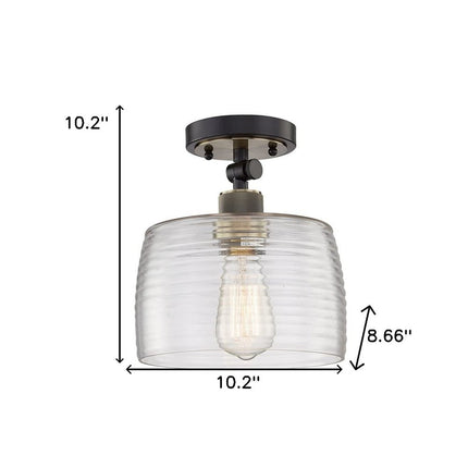 Gray Shaded Metal Dimmable Flush Chandelier With Clear Shades