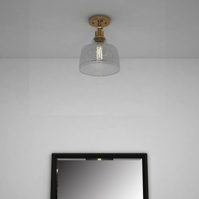 Gold Shaded Metal Dimmable Flush Chandelier With Clear Shades HomeRoots