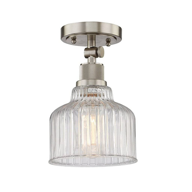 Nickel Shaded Metal Dimmable Flush Chandelier With Clear Shades HomeRoots