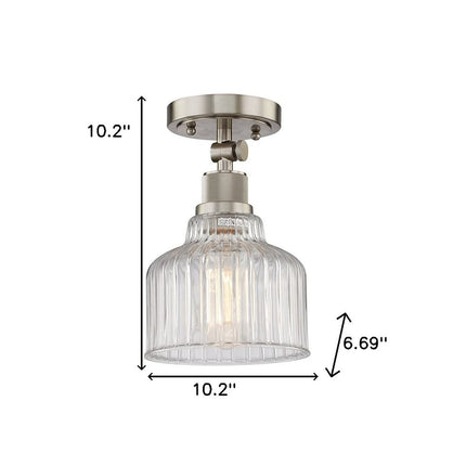 Nickel Shaded Metal Dimmable Flush Chandelier With Clear Shades