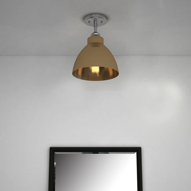 Nickel Shaded Metal Dimmable Flush Chandelier With Gold Shades HomeRoots