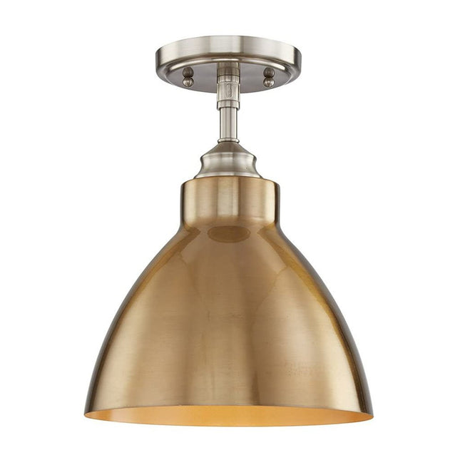 Nickel Shaded Metal Dimmable Flush Chandelier With Gold Shades HomeRoots