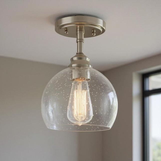 Nickel Shaded Metal Dimmable Flush Chandelier With Clear Shades HomeRoots