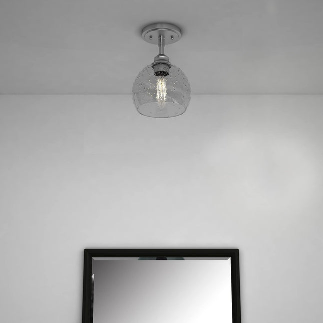 Nickel Shaded Metal Dimmable Flush Chandelier With Clear Shades HomeRoots